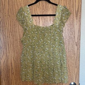 Floral Green Women's Top